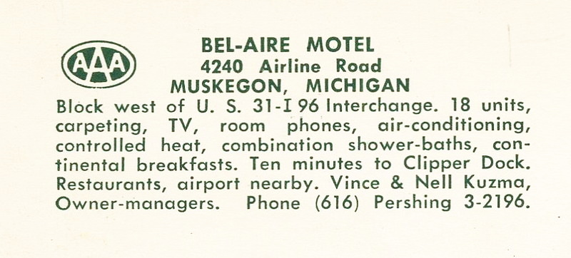 Bel-Aire Motel (Belaire Motel) - Vintage Postcard (newer photo)